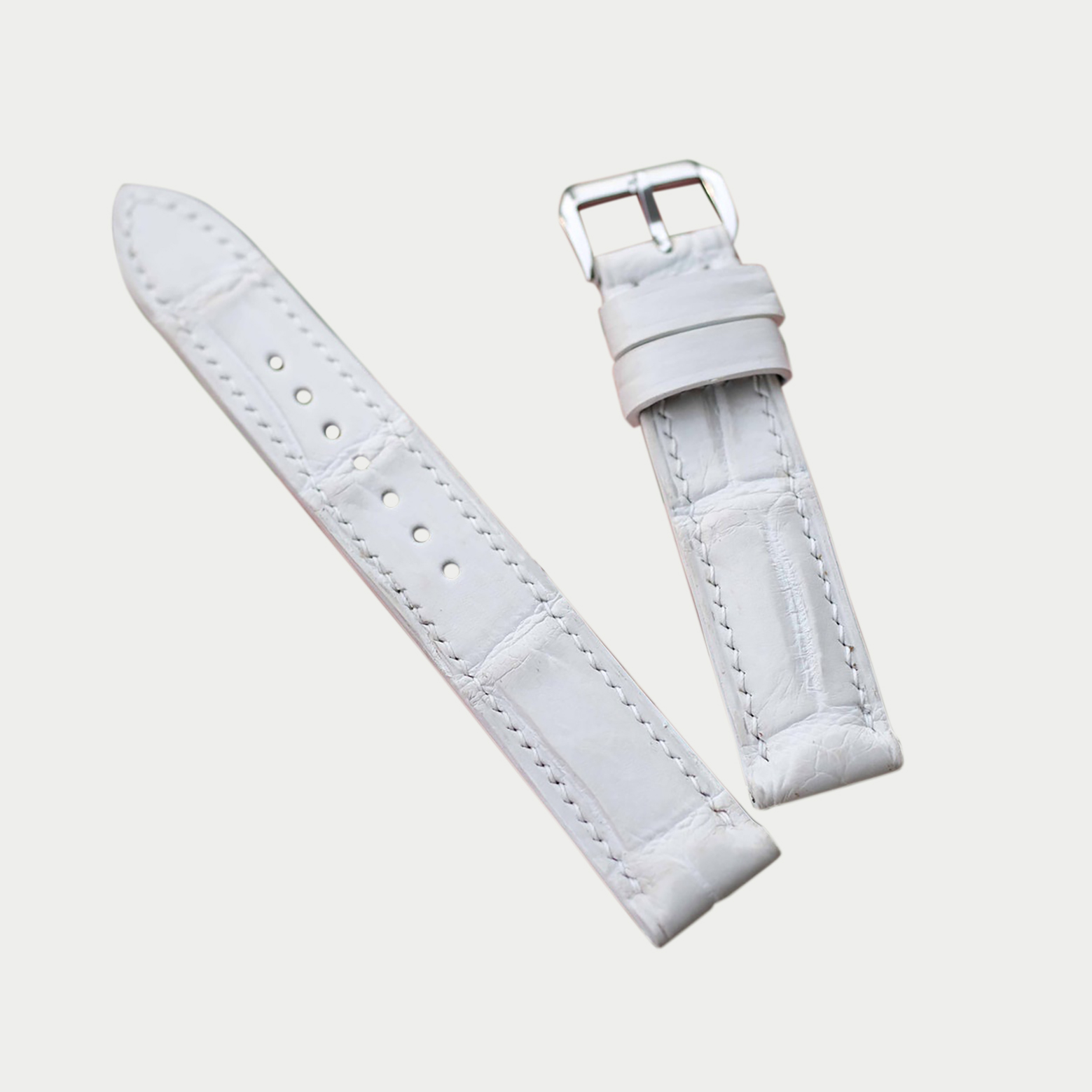 White Crocodile Leather Watch Band