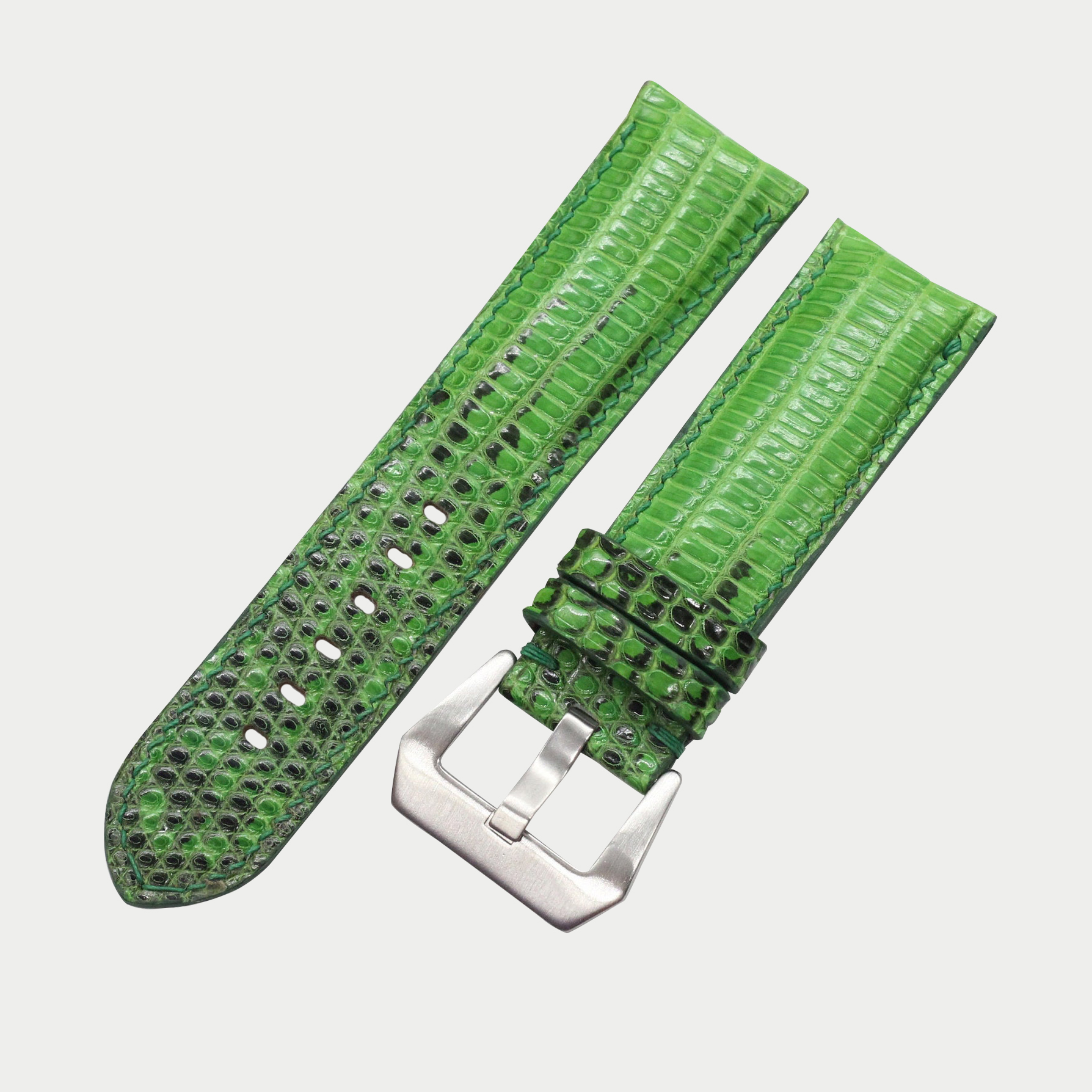 Green Lizard Leather Watch Band