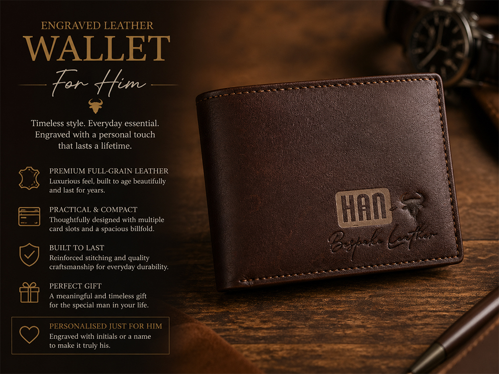 Engraved Leather Wallet for Boyfriend